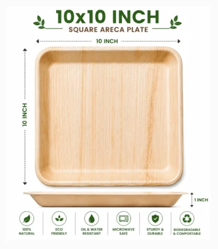 10x10 Inch Areca Leaf Square Plate