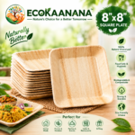 8x8 Inch Areca Leaf Square Plate - Image 2