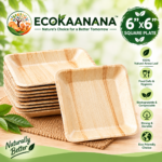 6x6 Inch Areca Leaf Square Plate - Image 2