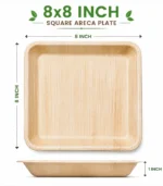 8x8 Inch Areca Leaf Square Plate